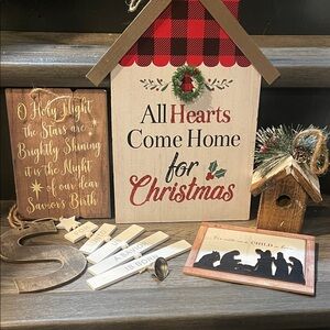 Festive Plaid Holiday Decor Set - Red, White, and Brown